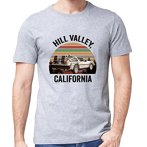

Men's Unisex Tee T shirt Hot Stamping Graphic Prints Car Letter Plus Size Print Short Sleeve Casual Tops Cotton Basic Designer Big and Tall Black Light gray