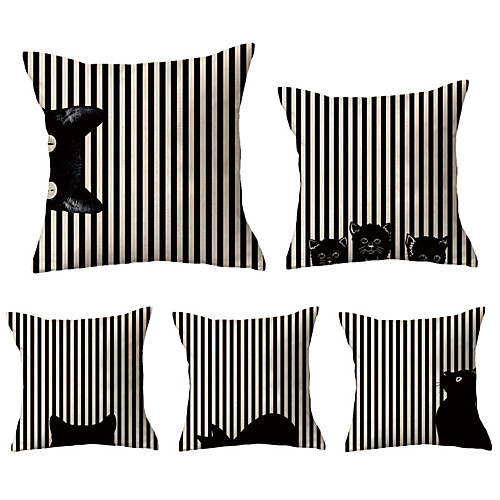 

Cat Double Side Cushion Cover 5PC Soft Decorative Square Throw Pillow Cover Cushion Case Pillowcase for Bedroom Livingroom Superior Quality Machine Washable Outdoor Cushion for Sofa Couch Bed Chair
