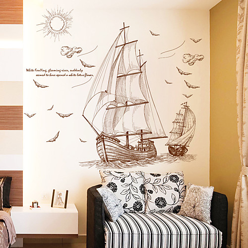 

sailing boat wall stickers living room tv background wall decoration bedroom children's room wall wall stickers wallpaper stickers self-adhesive 6090CM