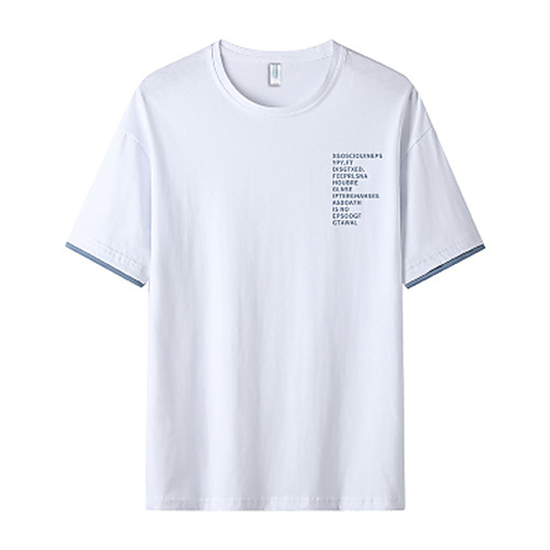 

Men's T shirt Letter Half Sleeve Casual Tops Casual White Blue Yellow