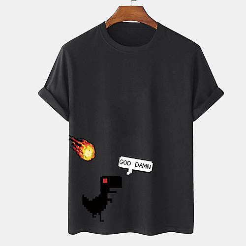 

Men's Unisex Tee T shirt Hot Stamping Graphic Prints Dinosaur Plus Size Print Short Sleeve Casual Tops Cotton Basic Designer Big and Tall White Black Khaki