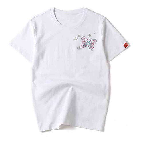 

Men's Unisex Tee T shirt Hot Stamping Butterfly Graphic Prints Animal Plus Size Print Short Sleeve Casual Tops Cotton Basic Fashion Designer Big and Tall White Black