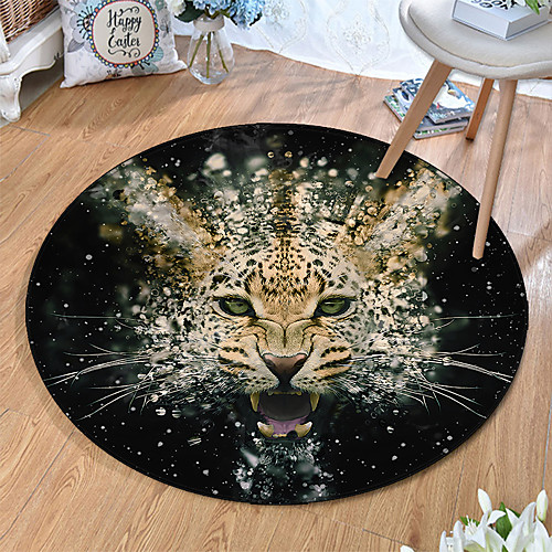 

Round 5mm Area Rugs Machine Made Polyster Non Skid Modern 3D