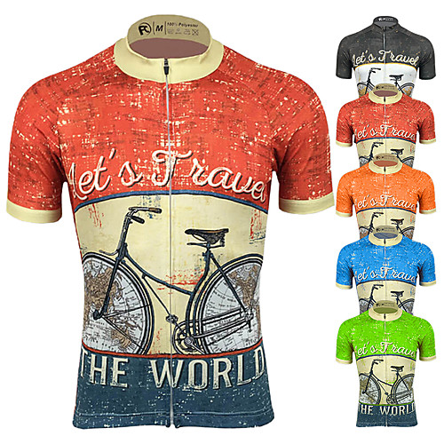 

21Grams Men's Short Sleeve Cycling Jersey Summer Spandex Polyester Blue Black Orange Solid Color Funny Bike Jersey Top Mountain Bike MTB Road Bike Cycling UV Resistant Quick Dry Breathable Sports