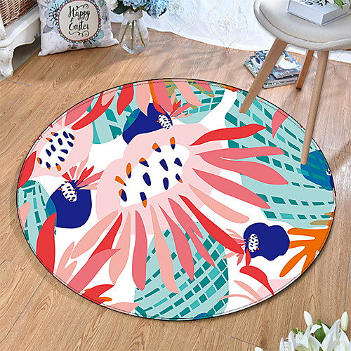 

Round 5mm Area Rugs Machine Made Polyster Non Skid Modern 3D