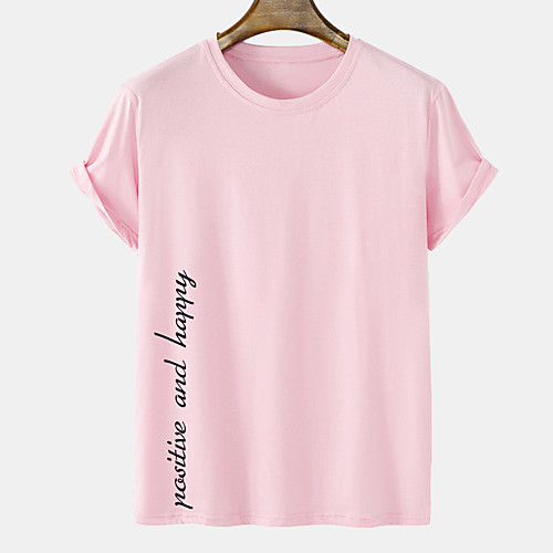 

Men's Unisex Tee T shirt Hot Stamping Graphic Prints Letter Plus Size Short Sleeve Casual Tops Cotton Basic Designer Big and Tall Blue Blushing Pink Orange