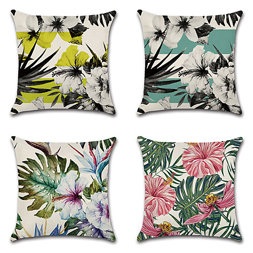 

Plant Floral Double Side Cushion Cover 4PC Soft Decorative Square Throw Pillow Cover Cushion Case Pillowcase for Bedroom Livingroom Superior Quality Machine Washable Outdoor Cushion for Sofa Couch Bed Chair Green Yellow