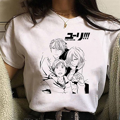 

Inspired by Yuri on Ice Cosplay Anime Cartoon Polyester / Cotton Blend Print Harajuku Graphic Kawaii T-shirt For Women's / Men's