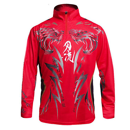 

CAWANFLY Men's Fishing Jacket Outdoor Long Sleeve UPF50 Quick Dry Waterproof Zipper Breathable UV Protection Jacket Top Autumn / Fall Spring Summer Athleisure Fishing Camping & Hiking Red White Black