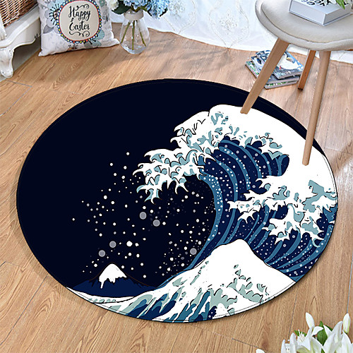 

Round 5mm Area Rugs Machine Made Polyster Non Skid Modern 3D