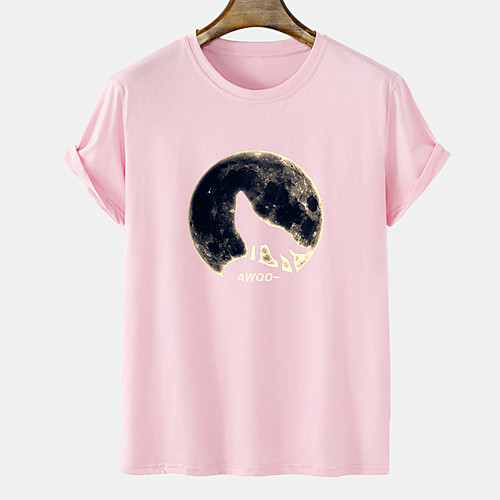 

Men's Unisex Tee T shirt Hot Stamping Graphic Prints Wolf Plus Size Short Sleeve Casual Tops Cotton Basic Designer Big and Tall Blue Blushing Pink Orange