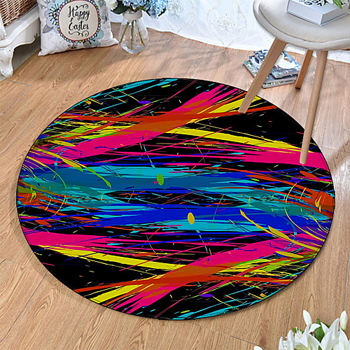 

Round 5mm Area Rugs Machine Made Polyster Non Skid Modern 3D