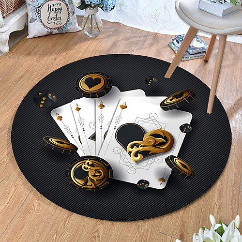 

Round 5mm Area Rugs Machine Made Polyster Non Skid Modern 3D
