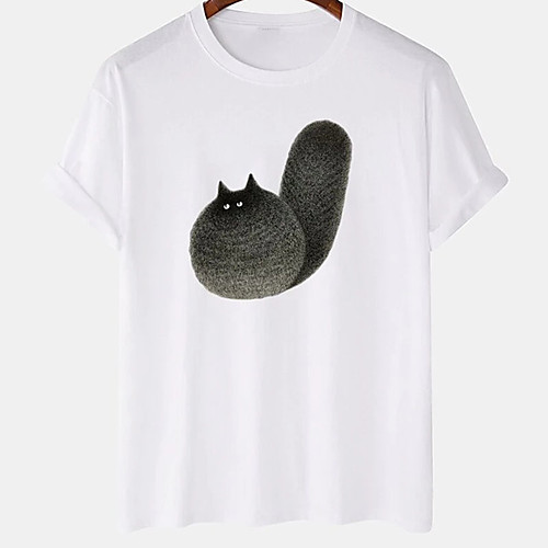 

Men's Unisex Tee T shirt Hot Stamping Cat Graphic Prints Animal Plus Size Print Short Sleeve Casual Tops Cotton Basic Designer Big and Tall A B
