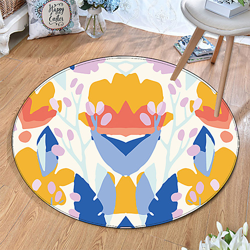 

Round 5mm Area Rugs Machine Made Polyster Non Skid Modern 3D