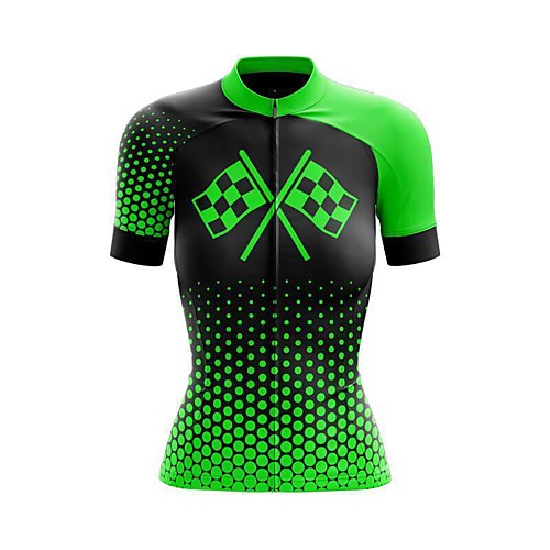 

21Grams Women's Short Sleeve Cycling Jersey Summer Spandex Black / Green Polka Dot Bike Top Mountain Bike MTB Road Bike Cycling Sports Clothing Apparel / Stretchy / Athleisure