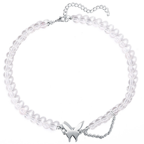 

Pearl Butterfly Choker Necklace Beads Butterfly Simple Vintage Punk European Plastic Alloy Silver 40-60 cm Necklace Jewelry 1pc For Party Evening Street Prom Birthday Party Festival