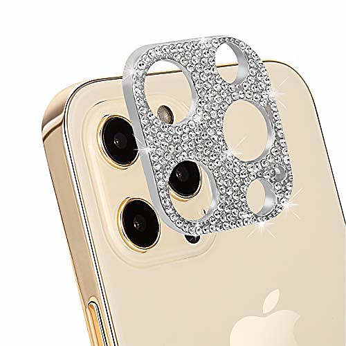 

camera lens protector compatible with iphone 12 pro [6.1], sxufo bling decoration rear camera protector designed for iphone 12 pro - silver