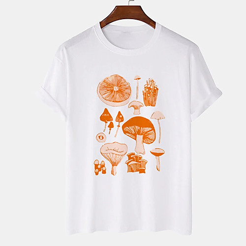 

Men's Unisex Tee T shirt Hot Stamping Graphic Prints Mushroom Plus Size Print Short Sleeve Casual Tops Cotton Basic Designer Big and Tall White Black