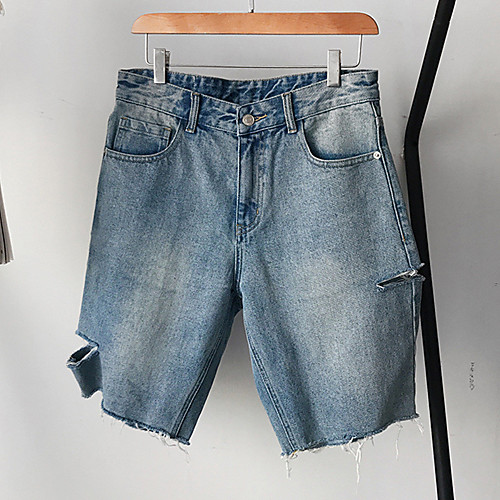 

Men's Stylish Sporty Casual / Sporty Streetwear Comfort Daily Sports Jeans Shorts Pants Solid Color Knee Length Pocket Blue