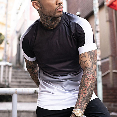 

Men's Unisex Tee T shirt 3D Print Gradient Graphic Prints Plus Size 3D Print Short Sleeve Casual Tops Basic Designer Big and Tall Red Blushing Pink Black