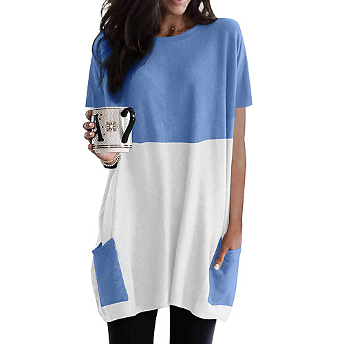 

Women's T Shirt Dress Tee Dress Short Mini Dress Black And White Blue and White White Red White gray Short Sleeve Solid Color Summer Casual 2021 S M L XL 2XL 3XL 4XL 5XL / Cotton / Cotton