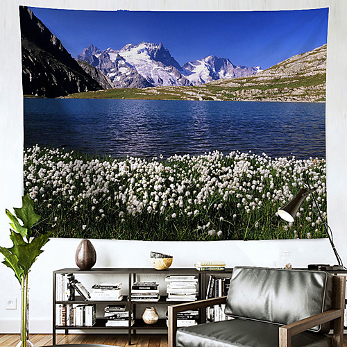 

Landscape Wall Tapestry Art Decor Blanket Curtain Hanging Home Bedroom Living Room Decoration Polyester River Mountain Flower