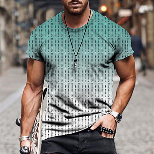 

Men's Tee T shirt 3D Print Graphic Letter Plus Size Short Sleeve Casual Tops Basic Designer Slim Fit Big and Tall Blue Black Light Blue / Summer