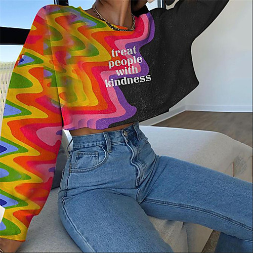 

Women's Sweatshirt Pullover Lines / Waves Color Block Abstract Oversized Monograms Print Casual Daily Sports 3D Print Sportswear Streetwear Hoodies Sweatshirts Oversized Blue Red