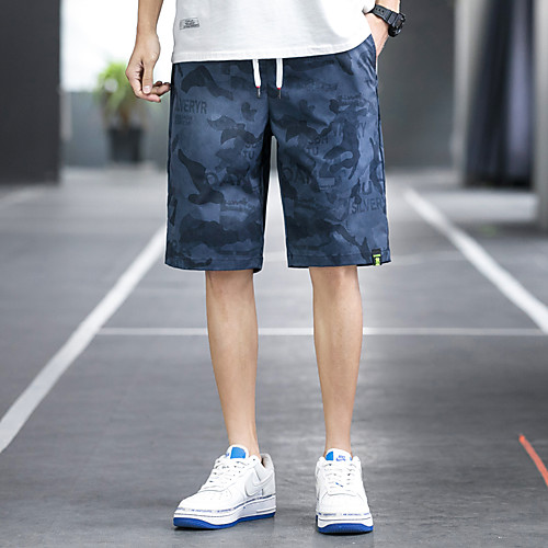 

Men's Chic & Modern Shorts Cycling Quick Dry Moisture Wicking Breathable Soft Outdoor Sports Casual Daily Active Shorts Pants Camouflage Knee Length Sporty Drawstring Pocket Elastic Waist Blue Gray