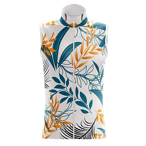 

21Grams Women's Sleeveless Cycling Jersey Summer Spandex Polyester White Leaf Floral Botanical Bike Jersey Top Mountain Bike MTB Road Bike Cycling Breathable Back Pocket Sports Clothing Apparel