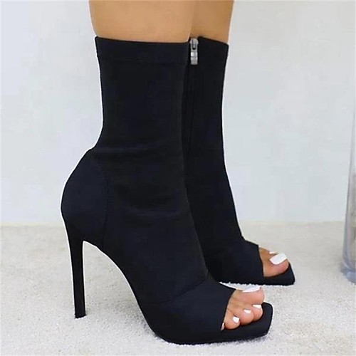 

Women's Sandals High Heel Round Toe Rubber PU Almond Blue Orange