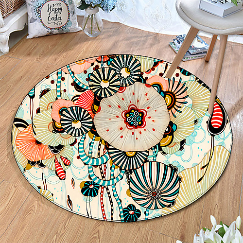 

Round 5mm Area Rugs Machine Made Polyster Non Skid Modern 3D
