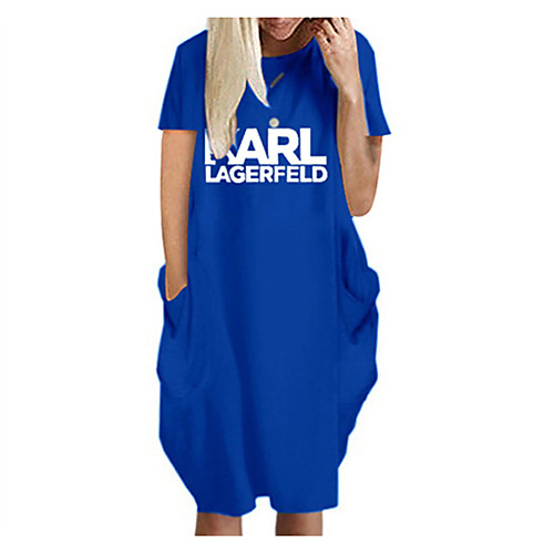 

Women's T Shirt Dress Tee Dress Knee Length Dress Blue Yellow Fuchsia Gray Green White Black Short Sleeve Letter Spring Summer Round Neck Casual Oversized 2021 S M L XL XXL 3XL 4XL 5XL