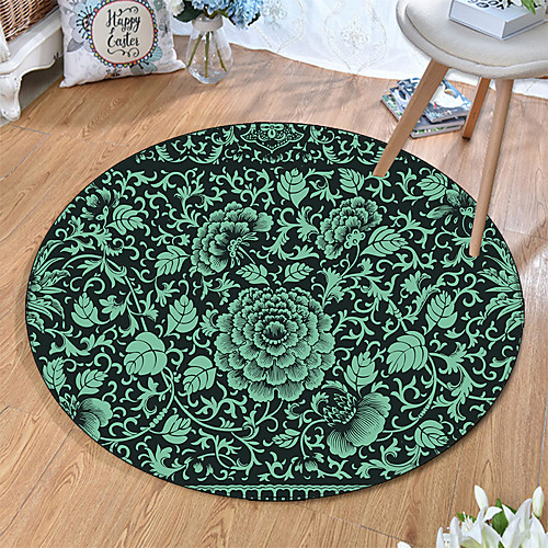 

Round 5mm Area Rugs Machine Made Polyster Non Skid Modern 3D