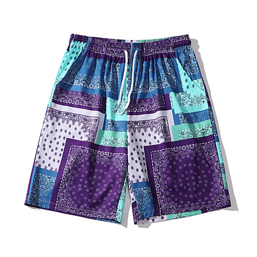 

Men's Casual Chino Sports Sports Leisure Sports Chinos Pants Patterned Cashew nuts Short Print Purple