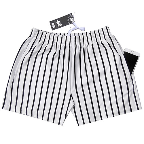 

Men's Sporty Casual / Sporty Quick Dry Breathable Soft Daily Sports Shorts 5.5 Inch Inseam Shorts Pants Stripe Short Drawstring Elastic Waist White Black