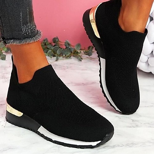 

Women's Trainers Athletic Shoes Wedge Heel Round Toe Tissage Volant Solid Colored White Red Black