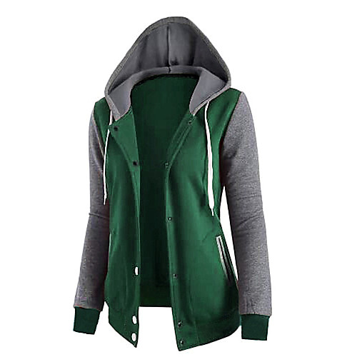 

Women's Coat Casual / Daily Fall Regular Coat Regular Fit Casual Jacket Solid Color Bell Bottom Purple Green / Cotton