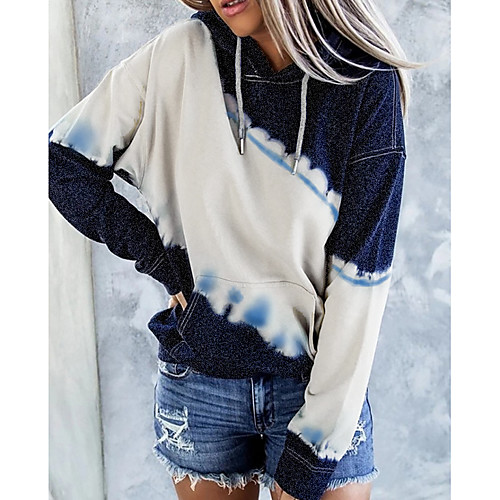 

Women's Hoodie Pullover Color Block Casual Hoodies Sweatshirts Navy Blue