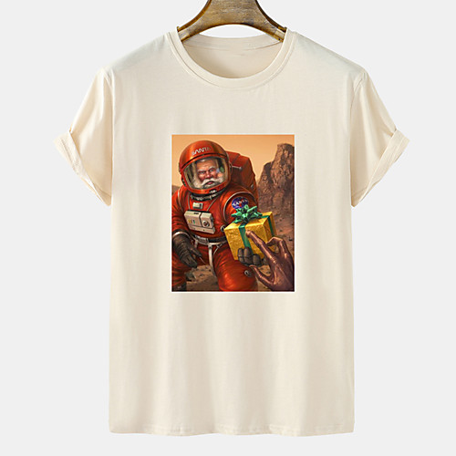 

Men's Unisex Tee T shirt Hot Stamping Graphic Prints Santa Claus Plus Size Short Sleeve Casual Tops Cotton Basic Designer Big and Tall White Khaki Gray