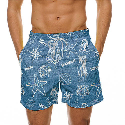 

Men's Designer Casual / Sporty Big and Tall Quick Dry Breathable Soft Holiday Beach Swimming Pool Shorts Bermuda shorts Swim Trucks Pants Graphic Prints Graffiti Short Drawstring Elastic Drawstring