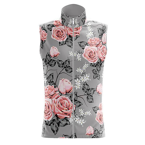 

21Grams Women's Sleeveless Cycling Jersey Summer Spandex Polyester Grey Floral Botanical Bike Jersey Top Mountain Bike MTB Road Bike Cycling Breathable Back Pocket Sports Clothing Apparel / Stretchy