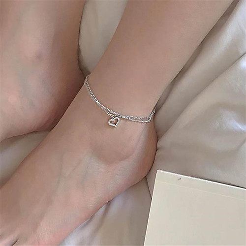 

Anklet Stylish Fashion Punk Women's Body Jewelry For Street Gift Copper Hollow Heart Silver 1 PC