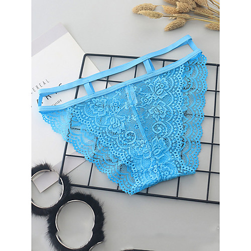 

Women's Lace Brief Micro-elastic Low Waist 1 PC Light Blue One-Size