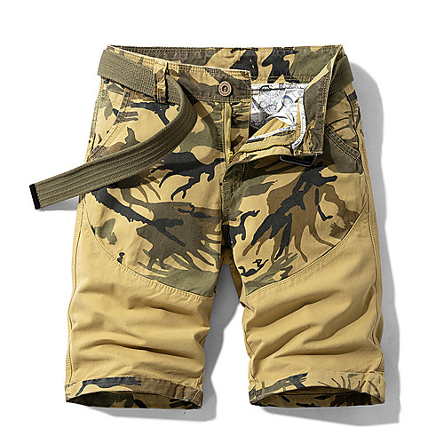 

Men's Sporty Casual / Sporty Quick Dry Breathable Soft Daily Sports Chinos Shorts Pants Print Knee Length Zipper Pocket Army Green Khaki Dark Gray Coffee