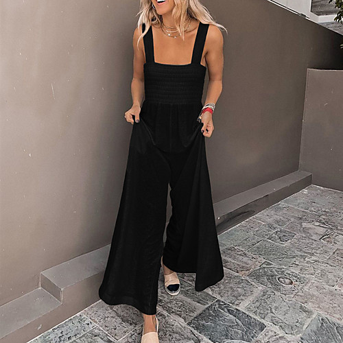 

Women's Casual / Daily 2021 Red Wine Black Light Grey Jumpsuit Solid Color