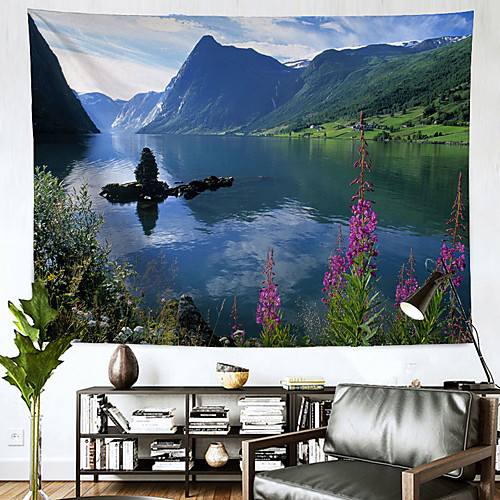 

Landscape Wall Tapestry Art Decor Blanket Curtain Hanging Home Bedroom Living Room Decoration Polyester River Mountain Floral