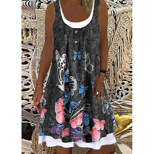 

Women's A Line Dress Short Mini Dress Light Blue T11 T14 T6 T10 T12 T13 T15 T16 T17 Sleeveless Pattern Summer Casual 2021 S M L XL XXL XXXL