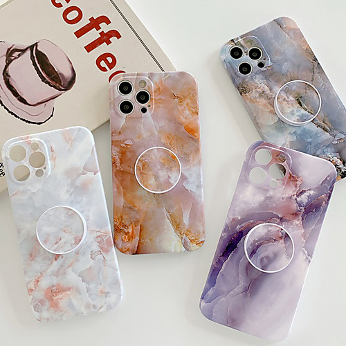 

Phone Case For Apple Back Cover iPhone 12 Pro Max 11 SE 2020 X XR XS Max 8 7 Shockproof Dustproof with Stand Geometric Pattern Marble TPU